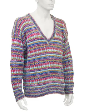 Multi-color Knit V neck sweater