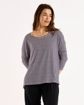 Betty Basics Milan 3/4 Sleeve Top Nutmeg Stripe