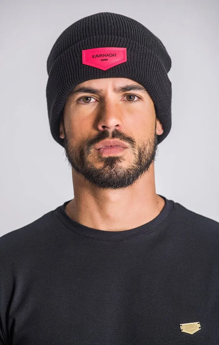 Black Beanie With Neon Pink GK Plaque