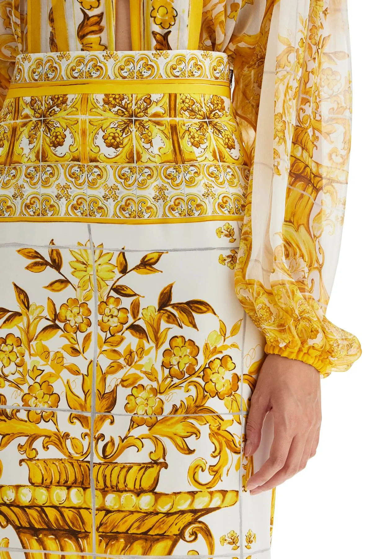 DOLCE & GABBANA stretch silk skirt with maiolica