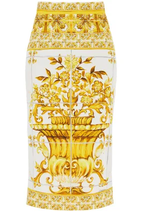 DOLCE & GABBANA stretch silk skirt with maiolica