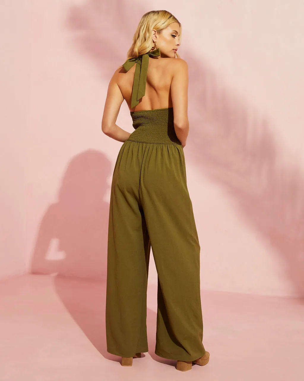 Dovie Smocked Halter Jumpsuit