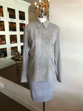 ESCADA Silver Button Up Skirt Suit | 4