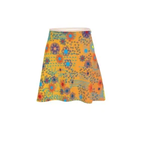 Flared Skirt - Gradient orange  flowering skirt