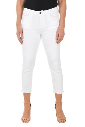 Frayed Hem Stretch Denim Capri