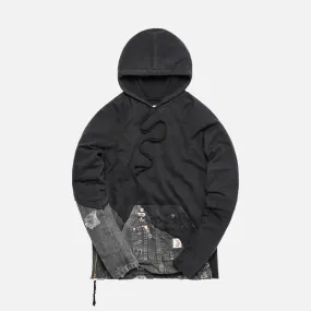 Greg Lauren 50/50 Black Fleece Canvas Hoodie - Black