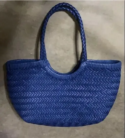 Hand Knitted Designer Genuine Leather Tote