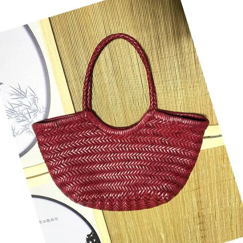 Hand Knitted Designer Genuine Leather Tote