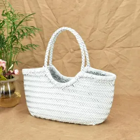 Hand Knitted Designer Genuine Leather Tote