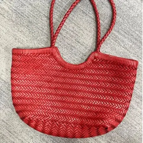 Hand Knitted Designer Genuine Leather Tote