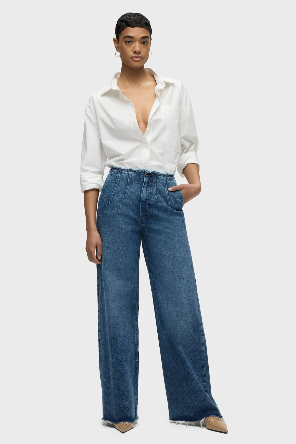 James High-Rise Darted Wide Leg Petite Jean