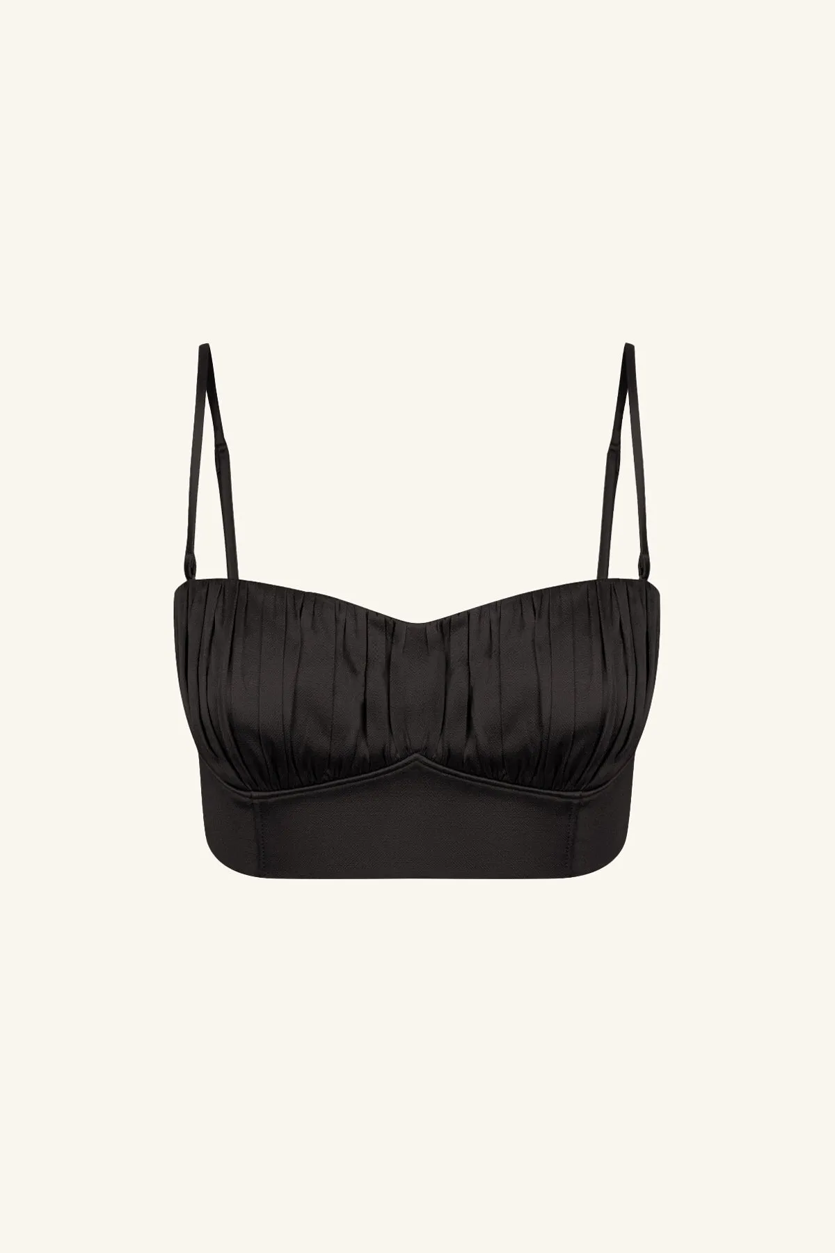 LA LUNE CORDED RUCHED BRALETTE - BLACK