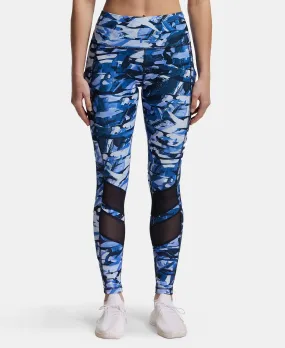 Microfiber Elastane Stretch Performance Leggings with Breathable Mesh - Sky Captain Printed