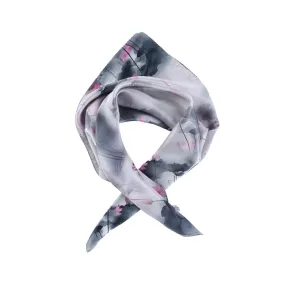 Mid-Sized Square Charmeuse Silk Scarf Gray Theme Floral Print ZFD205