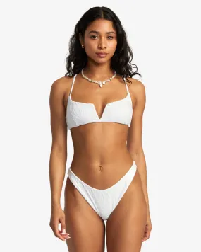 Palm Grooves V Wire Crossback Bikini Top - Whisper White