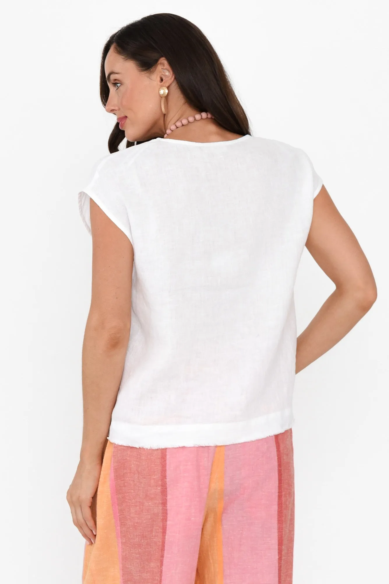 Pisa White Linen Top