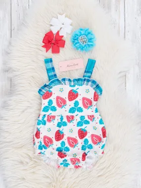 Turquoise & Strawberries Ruffle Bubble