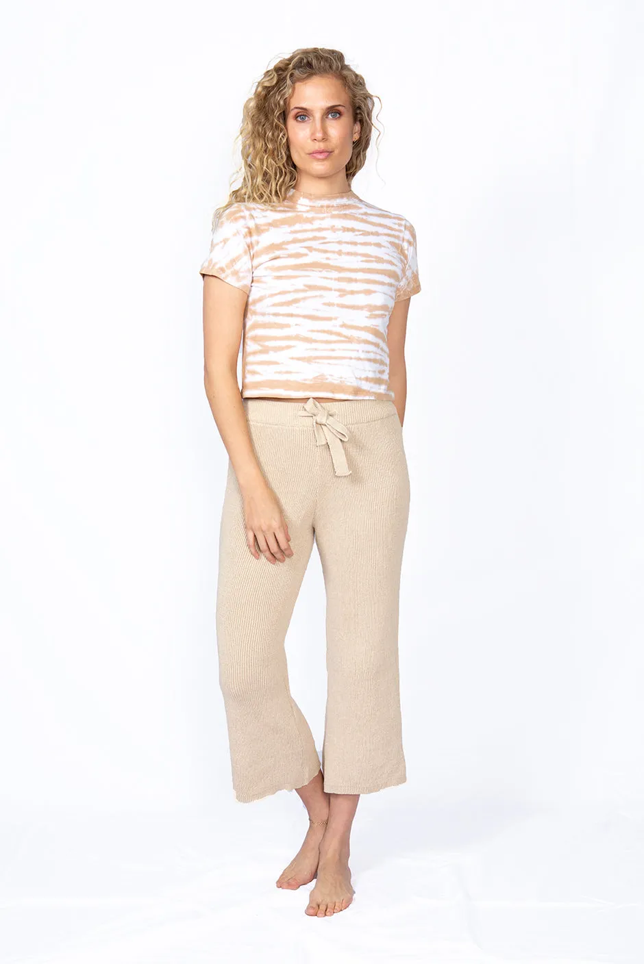 Vintage Cotton Crop Tee in Sand Dune